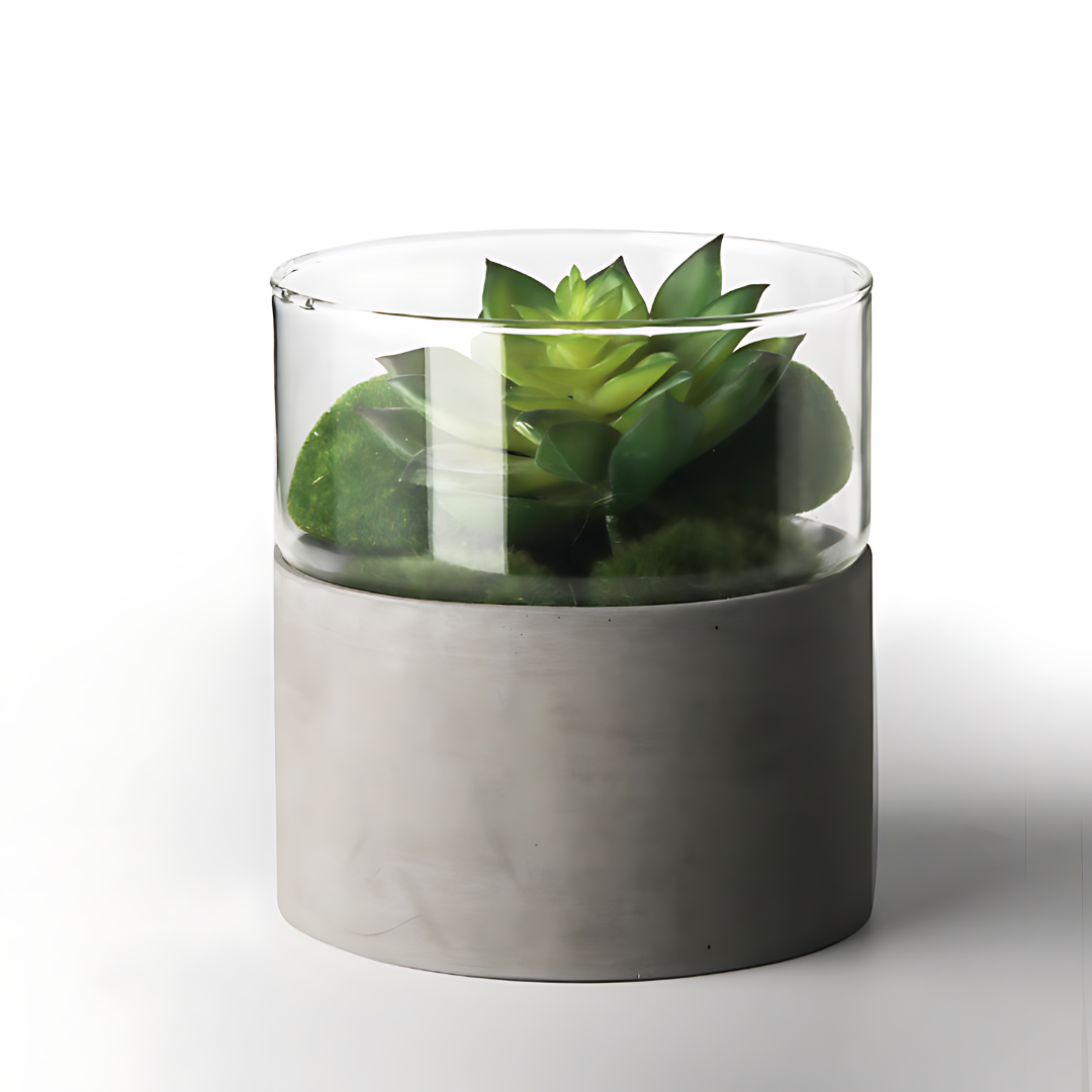 デザイナー ガラス & コンクリート花瓶 36cm ミニマル